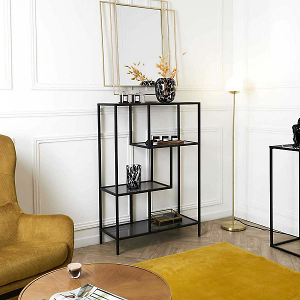 Etagère en métal etverre fumé Edison 80x30x113 cm