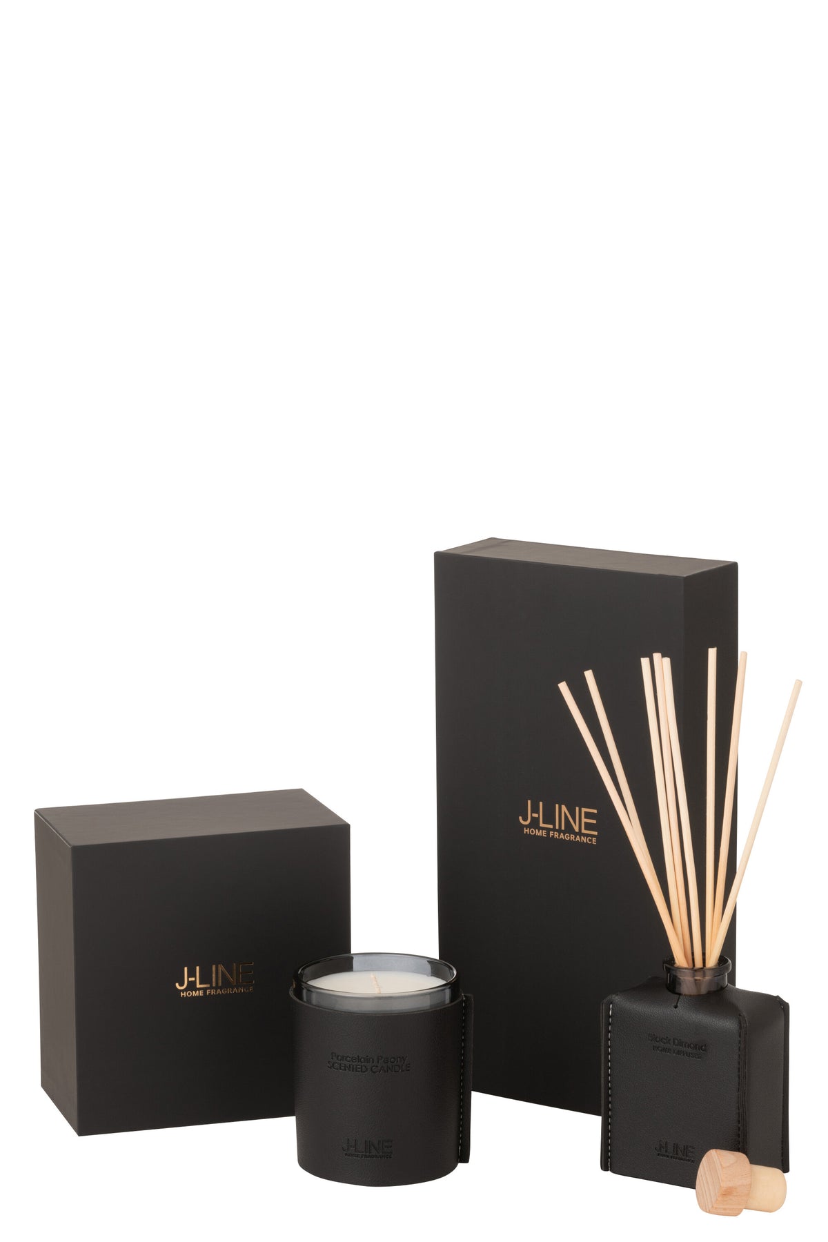 J-Line geurstokjes - Black Diamond - leder - zwart - 100ml