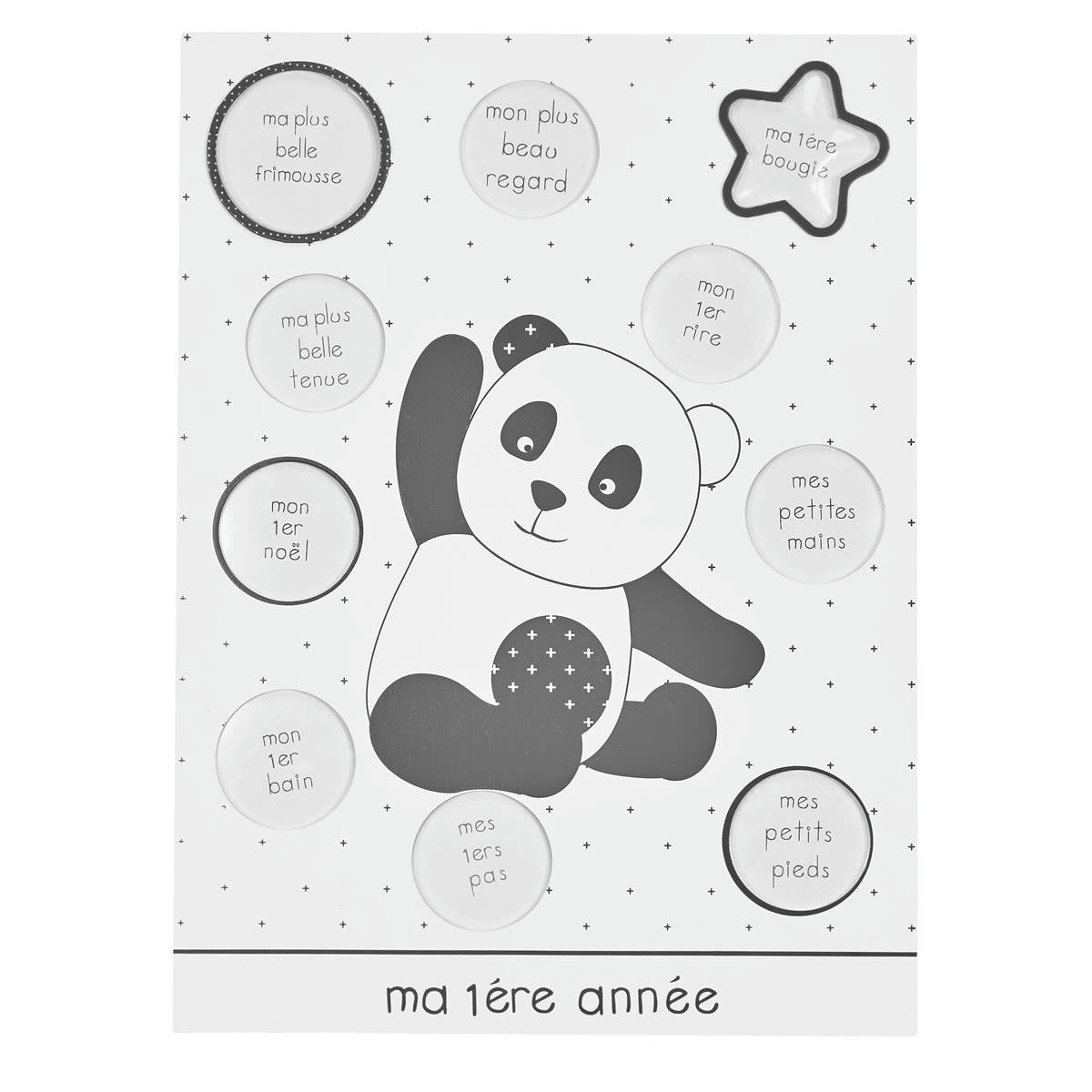 CHAO CHAO - Pèle-mêle 12 photos en bois blanc panda