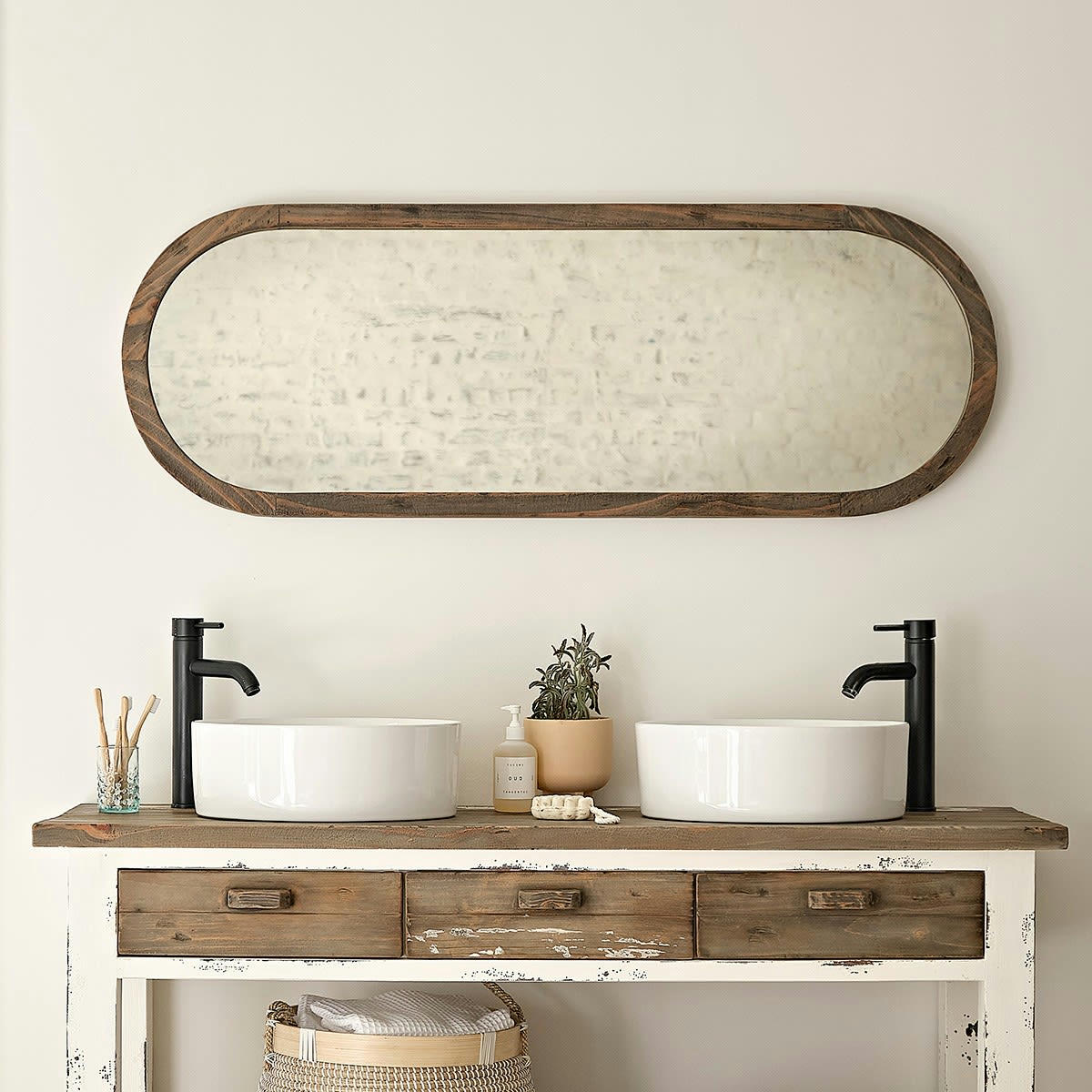 ATLANTIC - Miroir ovale pin recyclé