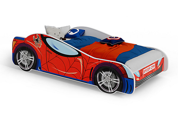 Lit enfant voiture spider man avec matelas et sommier inclus - 160 cm x 80 cm