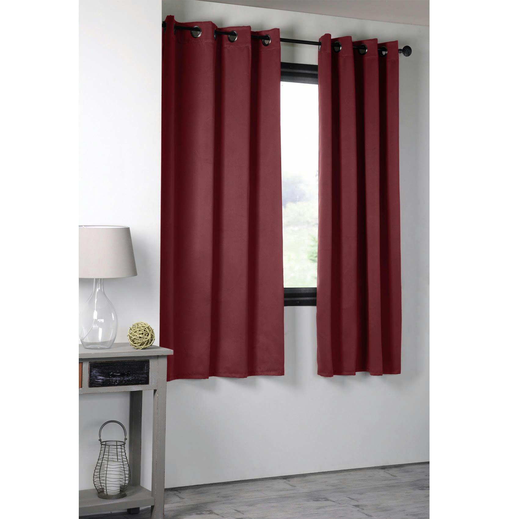 - Rideau occultant uni 210gr/m2 polyester marsala 135x180 cm