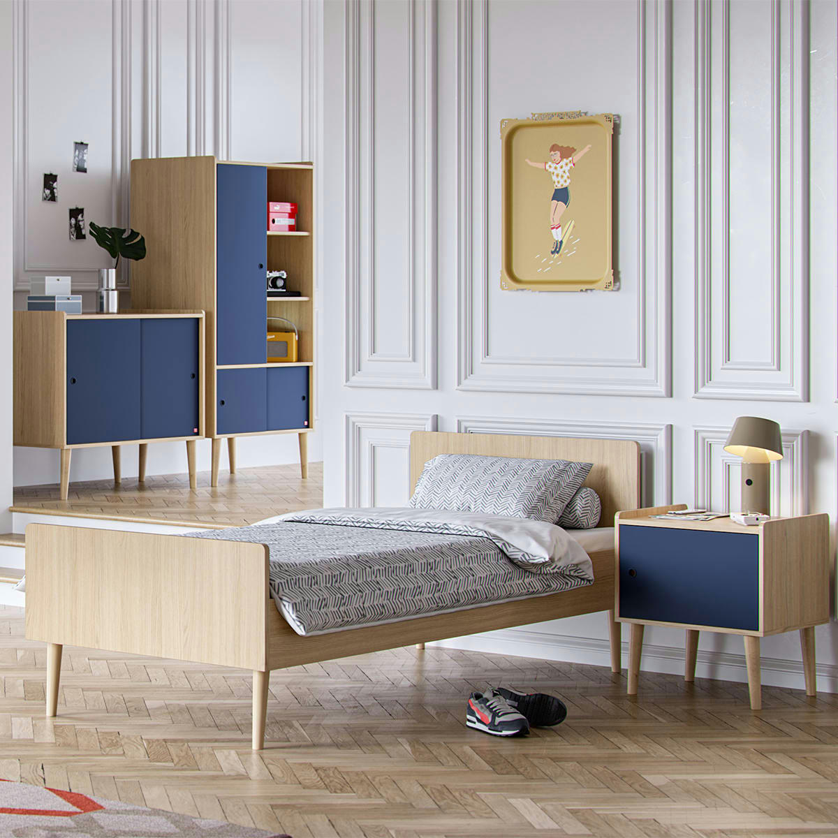 RETRO - Table de chevet 1 porte naturel