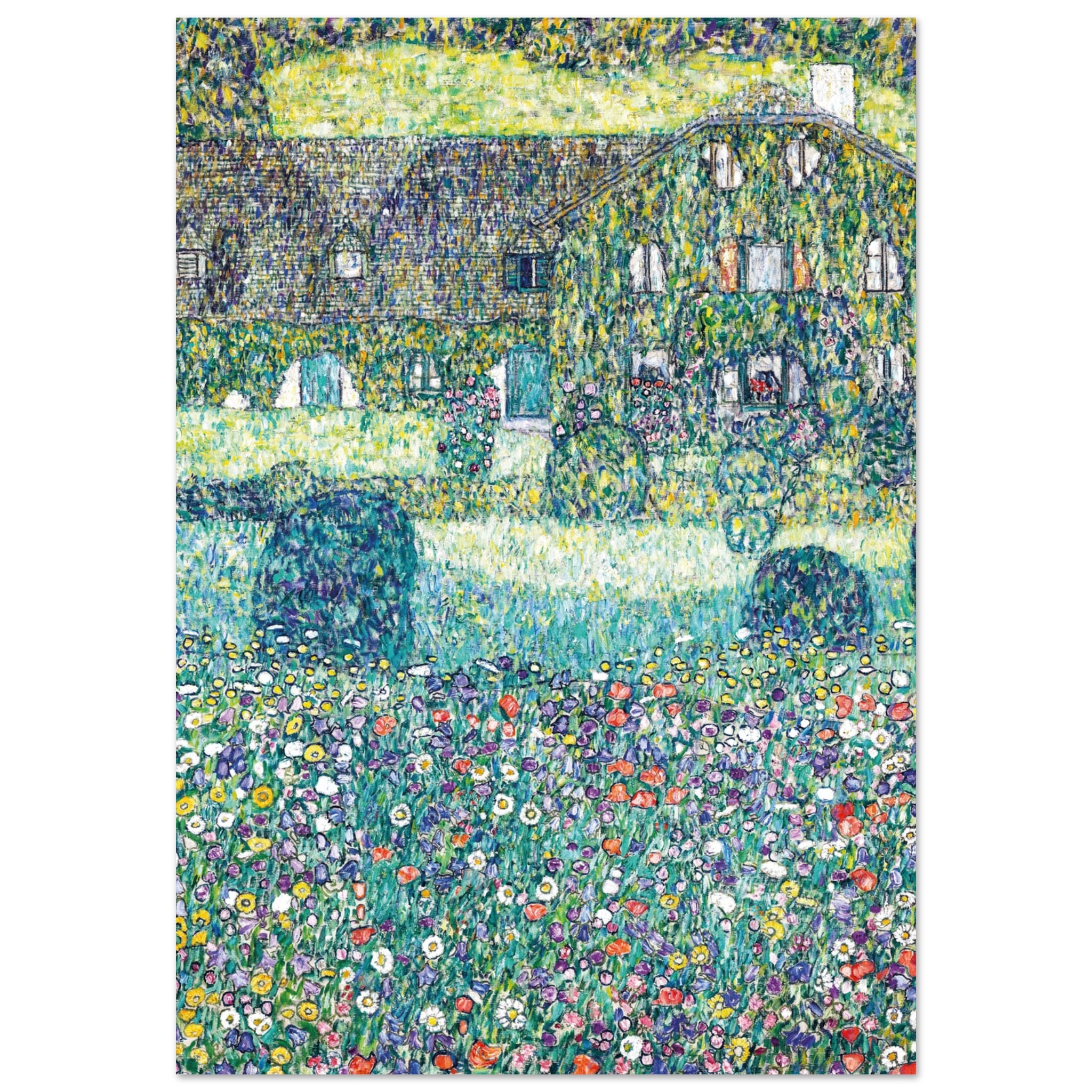 Artfulprints Poster Gustav Klimt - Country house by the Attersee  - 70x100 cm - Donkergroen