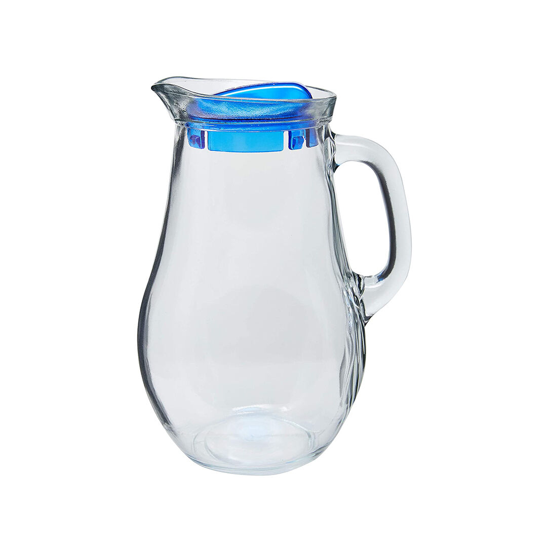 Jarro de vidro com tampa plástica azul