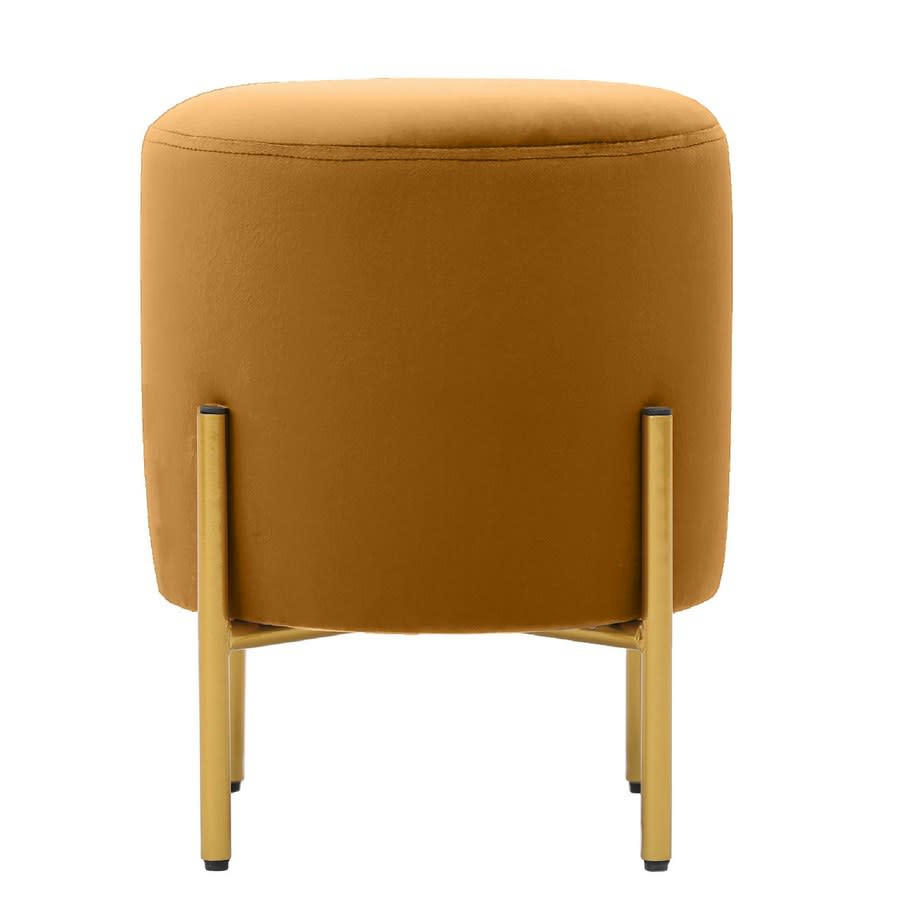 VELVET - Pouf repose-pieds en velours noisette avec pieds en laiton