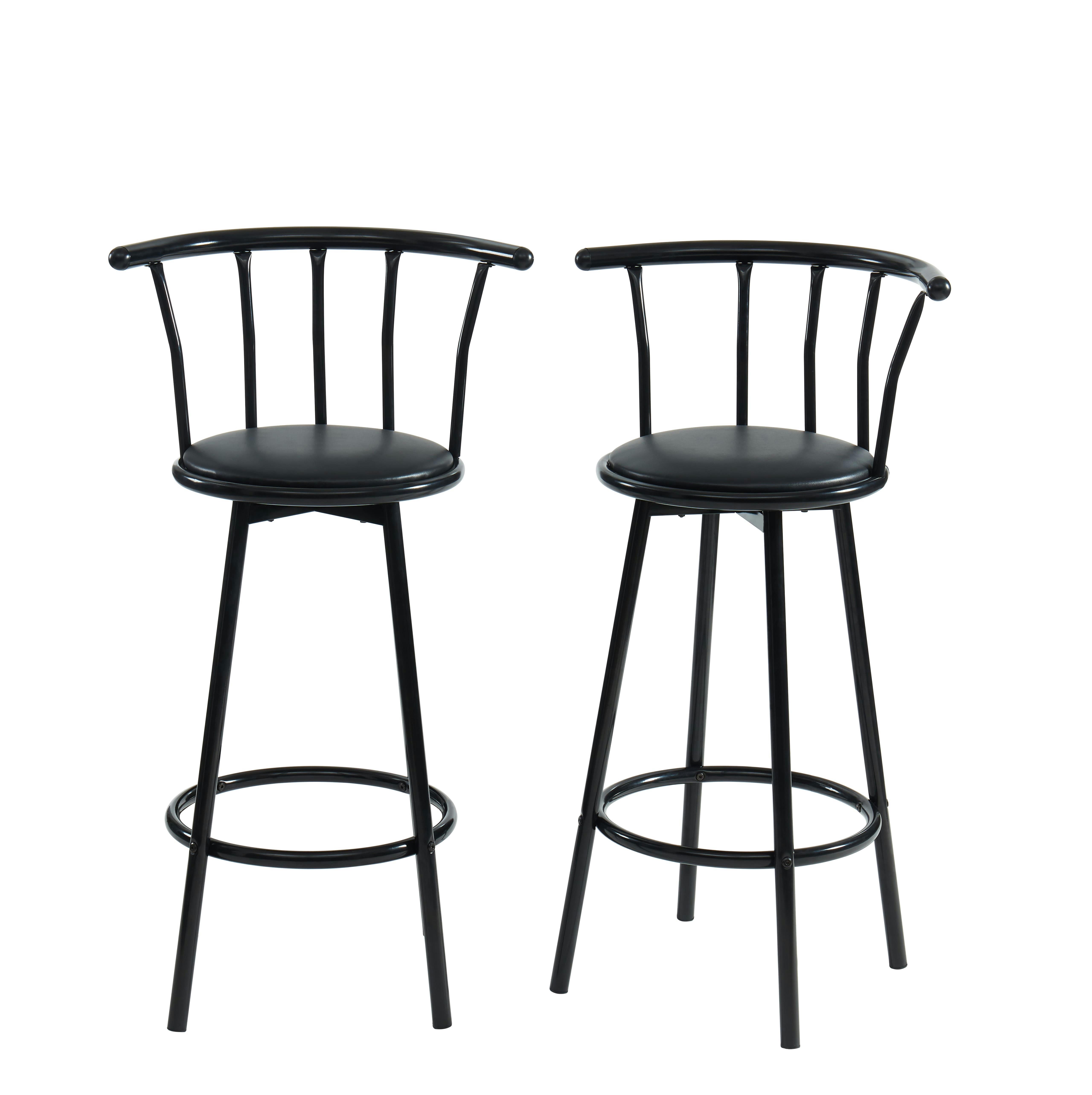 BISTROT - Lot de 2 tabourets de bar en  noir piètement noir