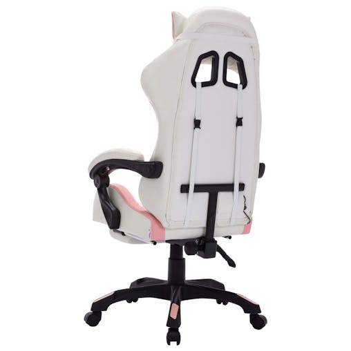 NNEVL Racing Chair with RGB LED Lights Pink and White Faux Leather