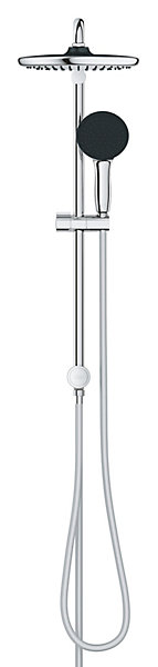 Colonne de douche sans robinetterie avec douchette   pommeau   flexible   barre, chrome rond, Grohe Vitalio Start 250