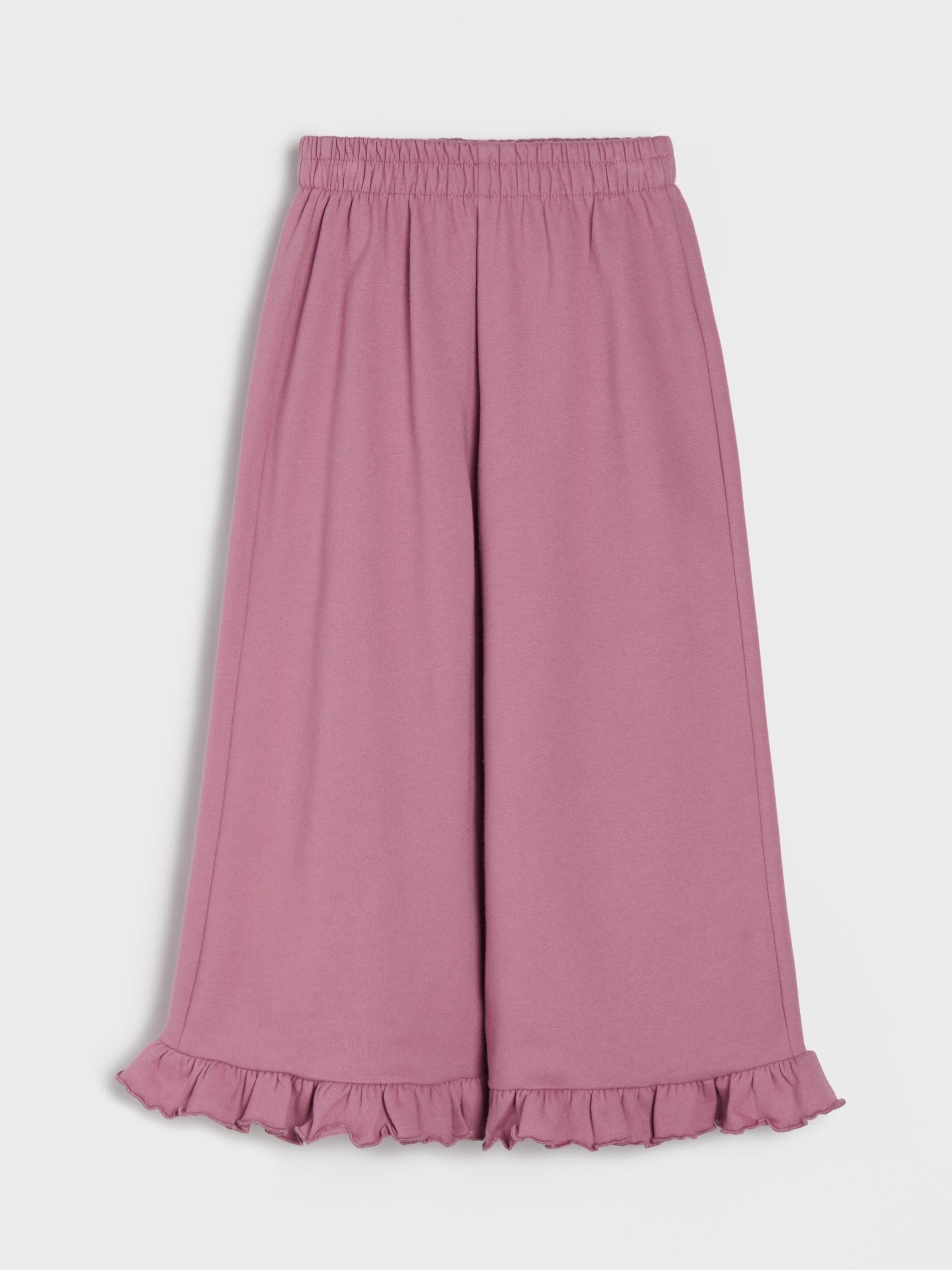 Spodnie wide leg z ozdobnymi falbanami