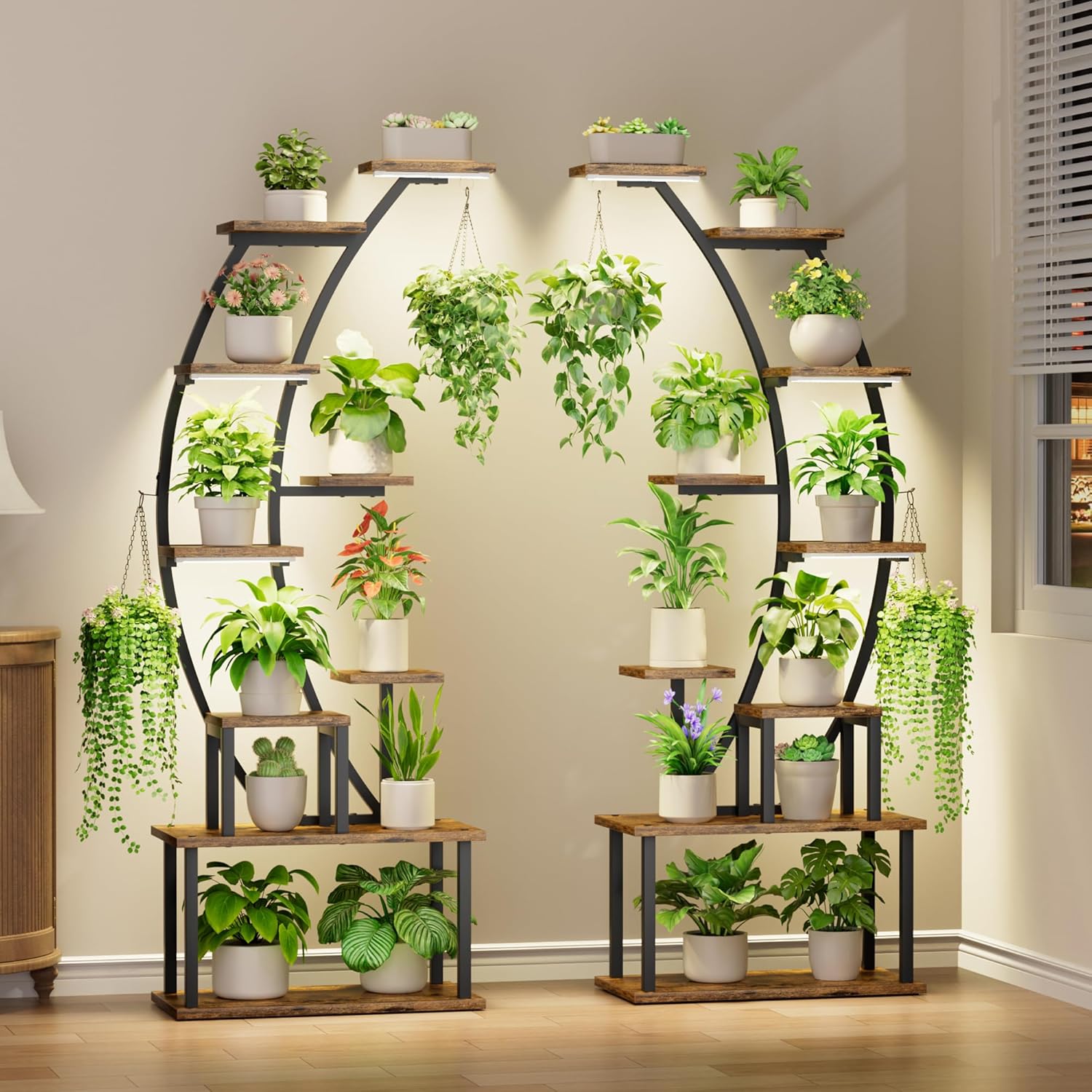 Plant Stand Indoor with Grow Lights  9 Tiered Metal Plant Shelf  64 Tall Plant Stand for Indoor Plants Multiple  Large Plant Rack Display Shelf  Curved Plant Holder for Living Room  Patio
