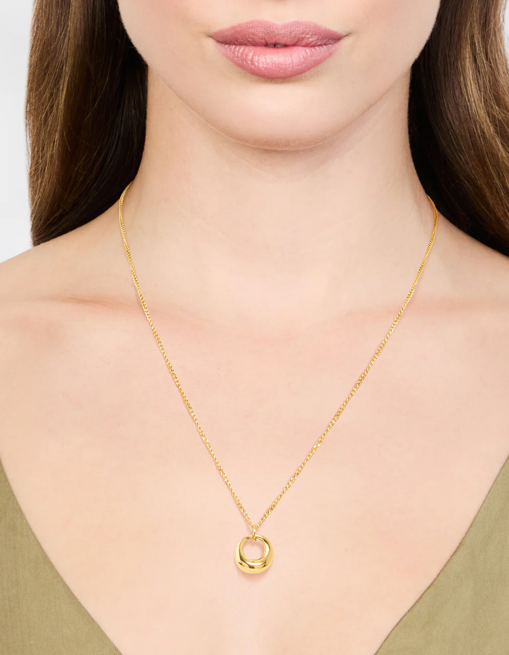 Waterproof Gold Plated Stainless Steel Bold Pendant Necklace