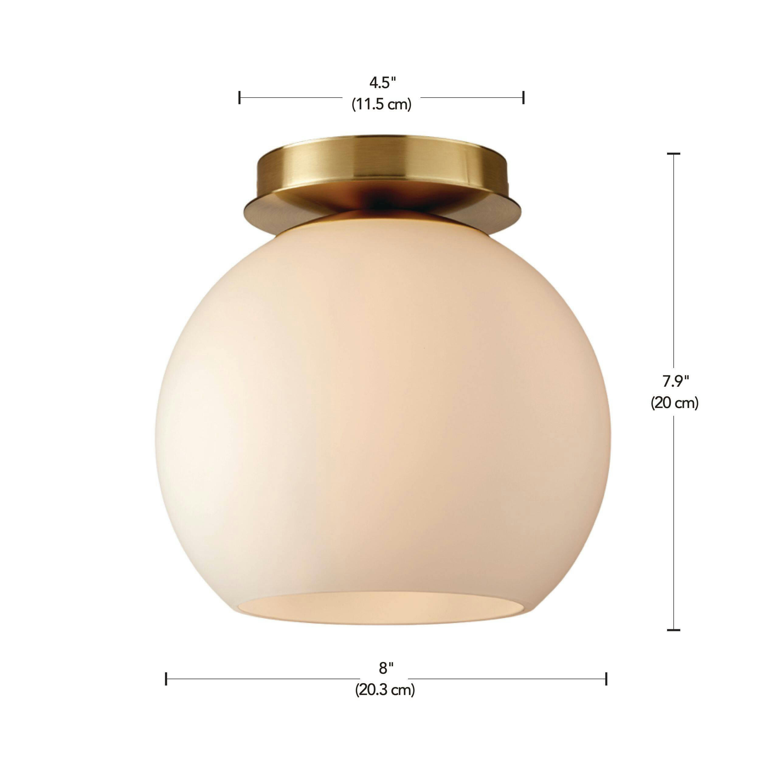 CANVAS Clavet 1-Light Flush Mount Ceiling Light with Opal Glass Shade, Brushed Gold