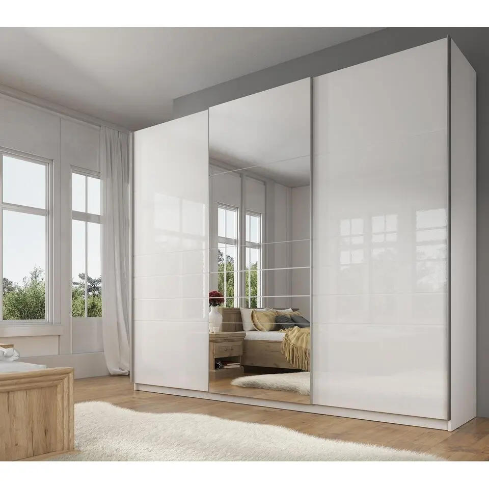 Meubella - Kledingkast Mariah 2 - Wit - 263 cm - Met spiegel