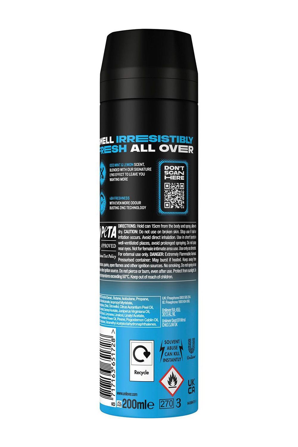 Lynx Ice Chill Body Spray XL 48-Hour HD Fragrance Deodorant, 200ml