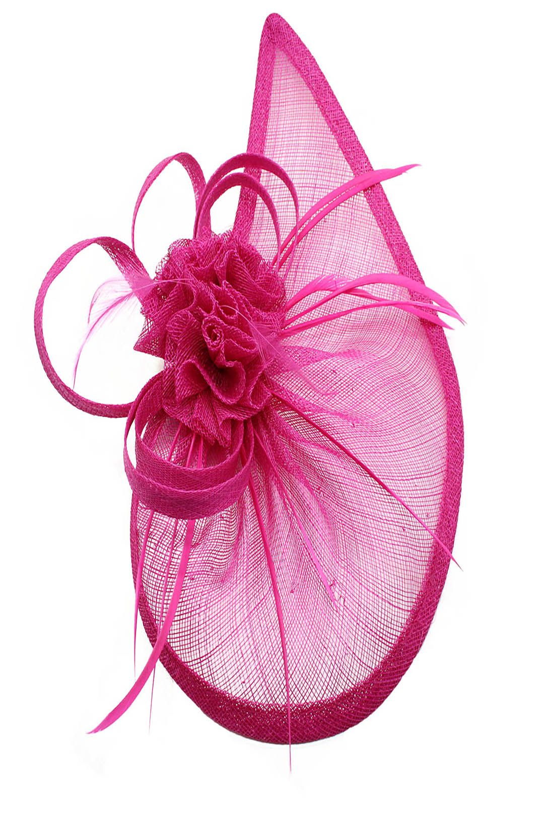 Vellin Gauze Teardrop Bass Fascinator with Flower and Curled Feathers