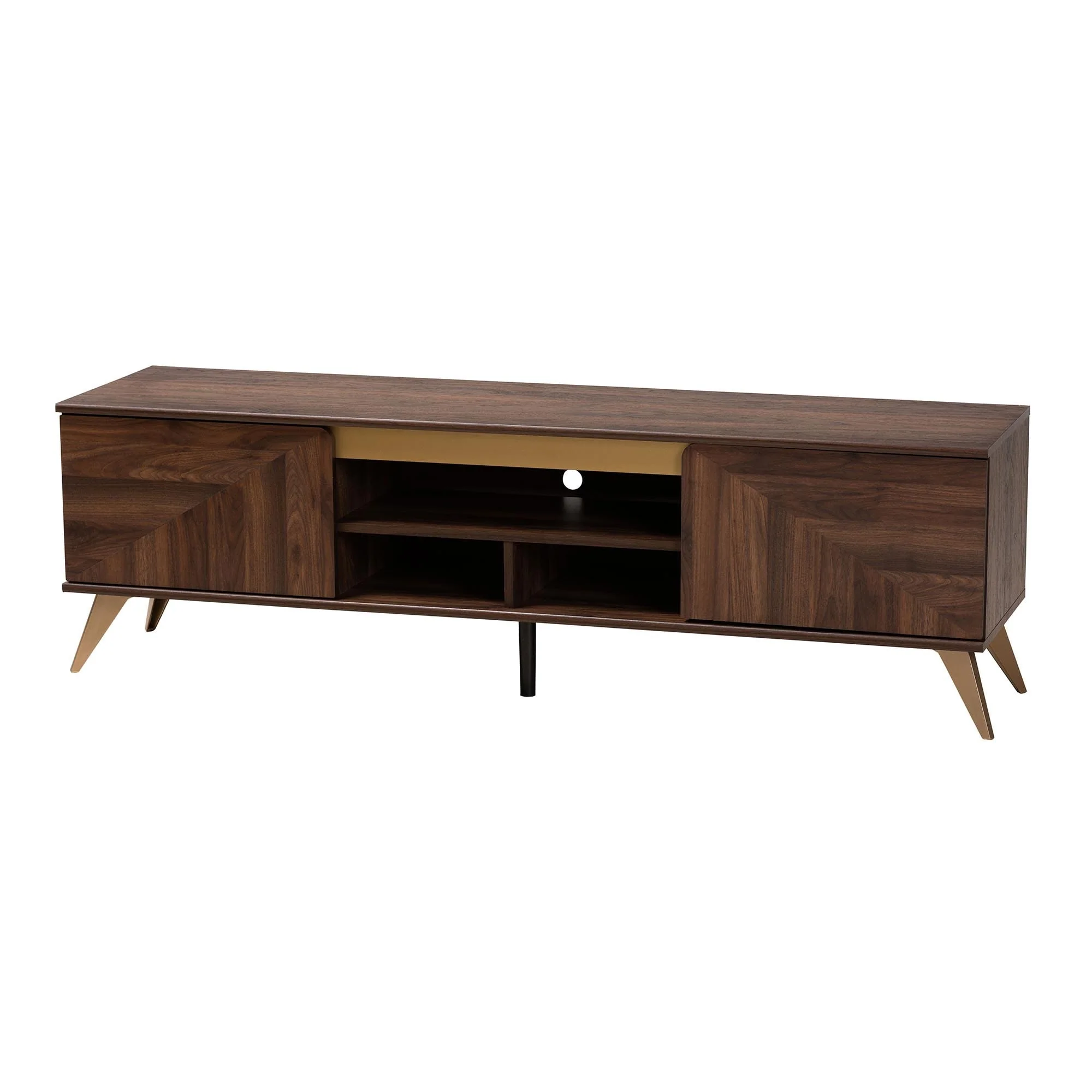 Graceland Mid-Century Modern Transitional Walnut Brown Finished Wood 2-Door TV Stand