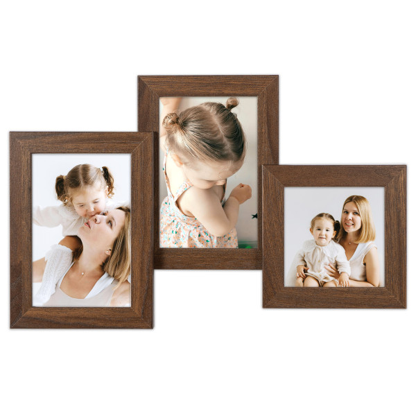 Multirama na zdjęcia brązowa rama na trzy zdjęcia 10x15 10x10 3 w 1 FRAMAI®
