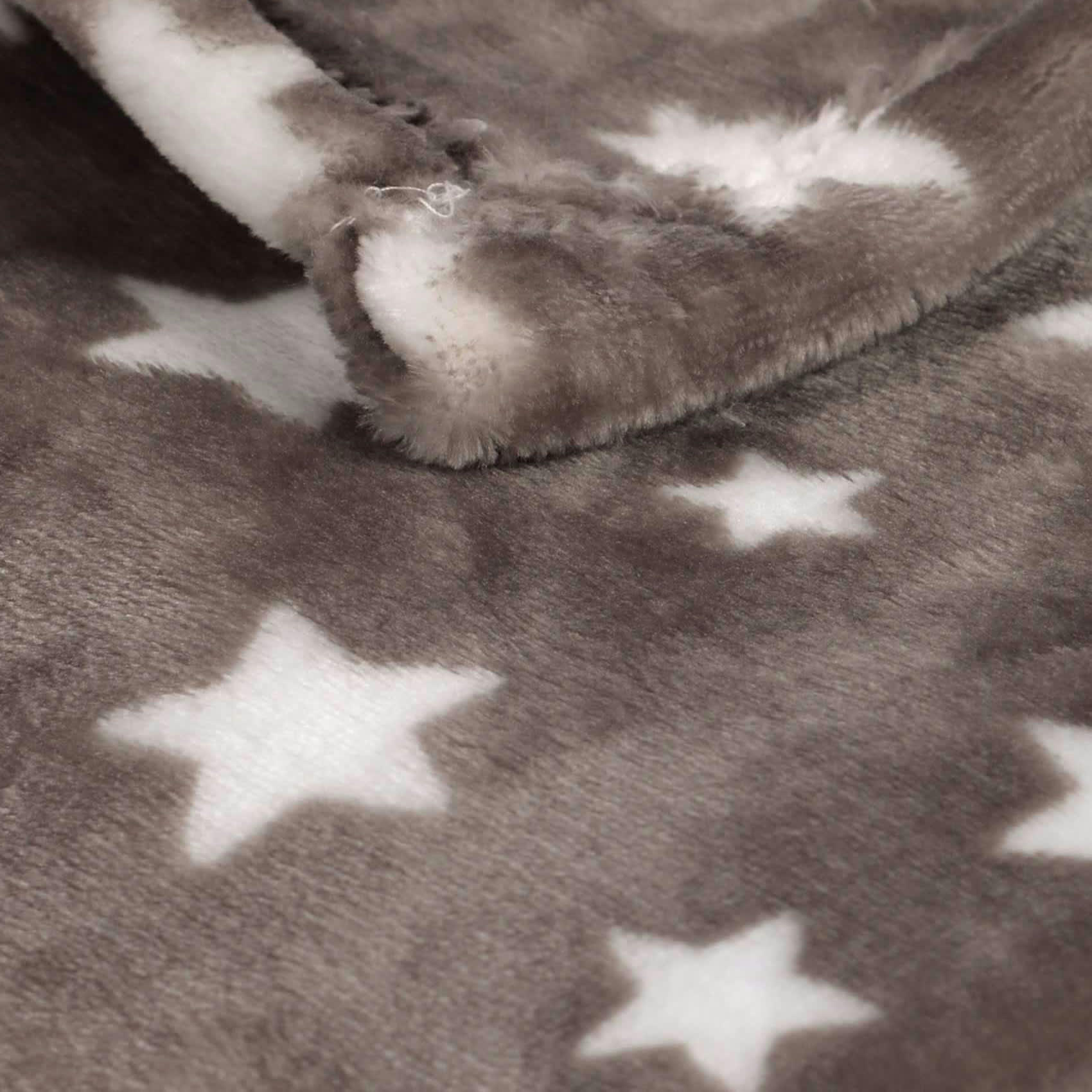 - Couverture enfant imprimée étoiles microfibre gris clair 100x150 cm