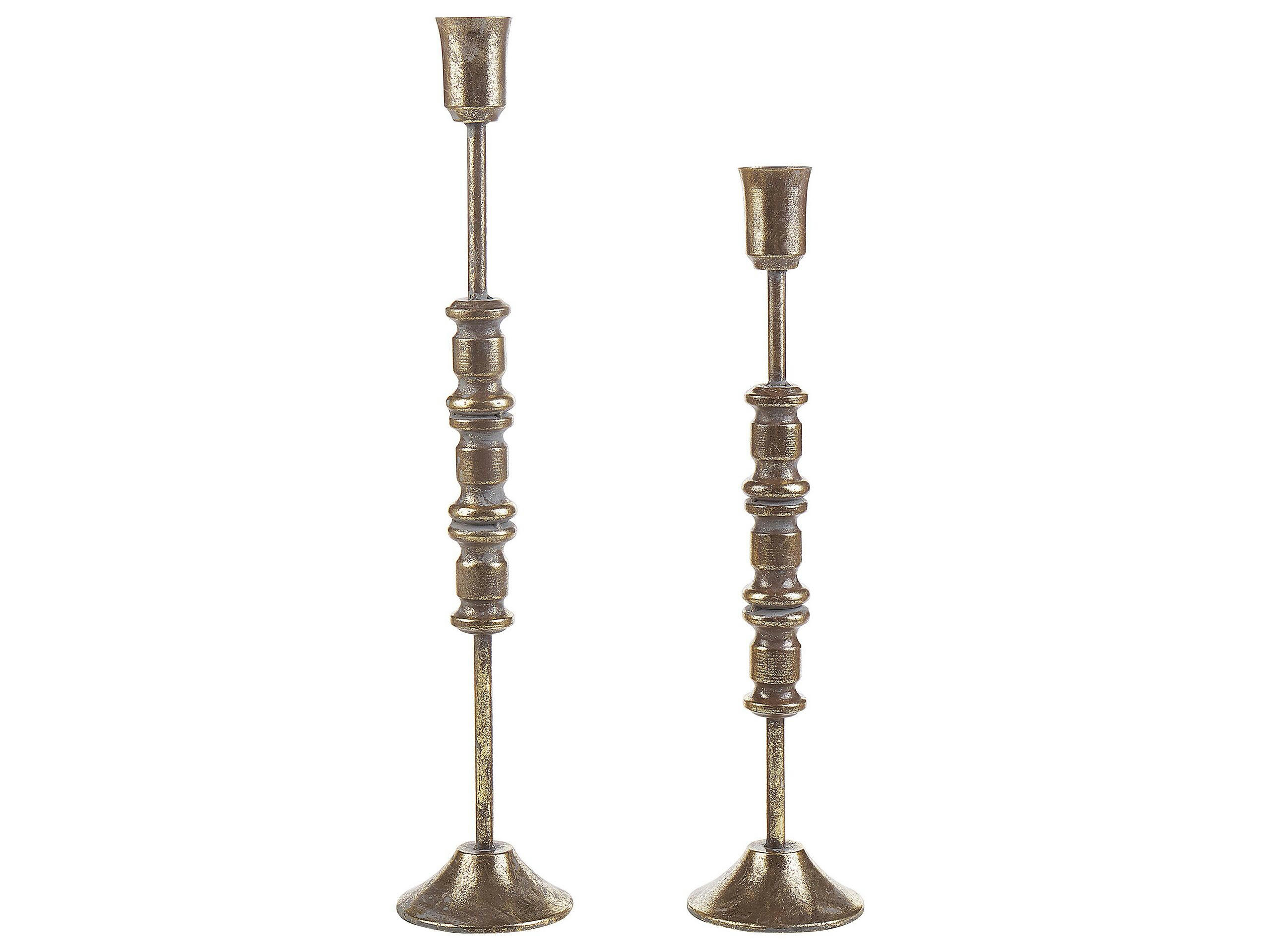 SALAMINA - Lot de 2 bougeoirs en métal doré H63cm