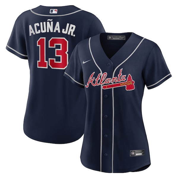 Ronald Acuna Jr. Atlanta Braves Nike Women's Alternate Replica Player Jersey - Navy/White