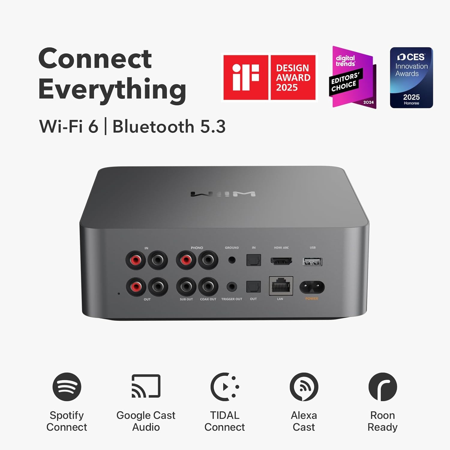 WiiM Ultra Music Streamer & Digital Preamp | 3.5 Touchscreen  Compatible with Google Cast & Alexa  Stream Spotify  Amazon Music  Tidal & More | HDMI ARC  Phono Input & Headphone Output | Space Gray