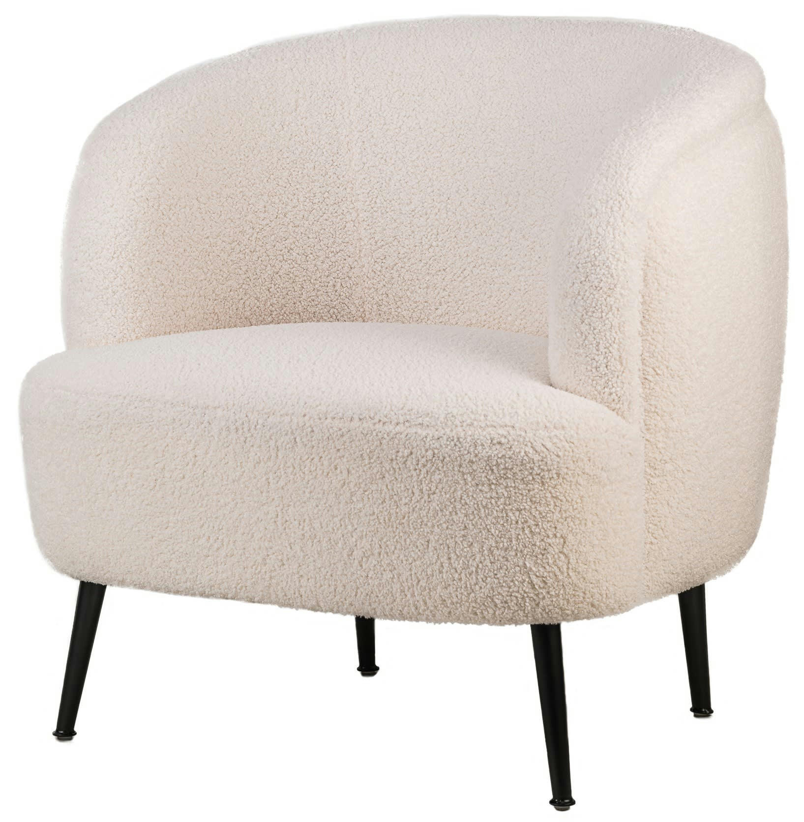 - Fauteuil de salon en métal et bouclettes blanches