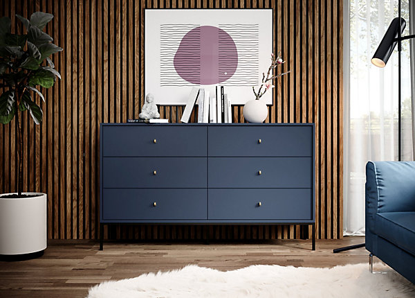 Commode 6 tiroirs bleu marine 154 cm MONNE