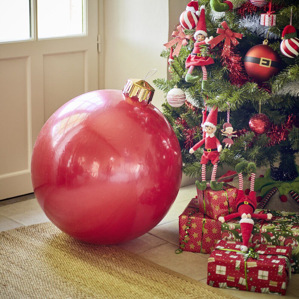 Boule de No&euml;l XL gonflable Ø65cm pompe incluse - 3 coloris