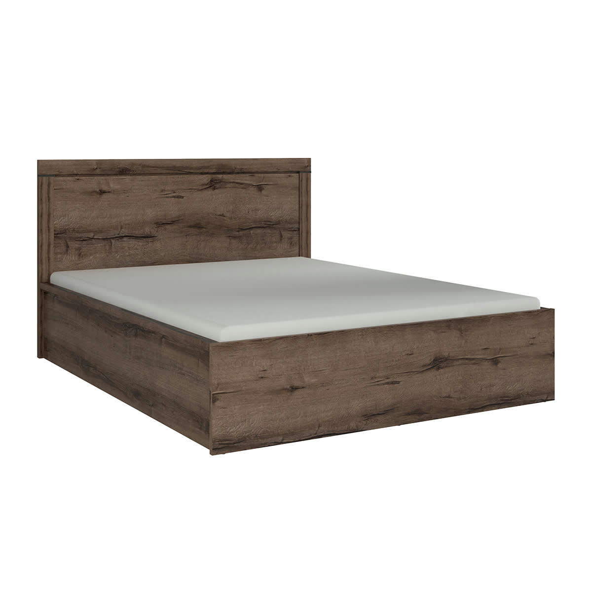 - Lit coffre 160x200 sommier inclus panneaux agglomérés naturel foncé