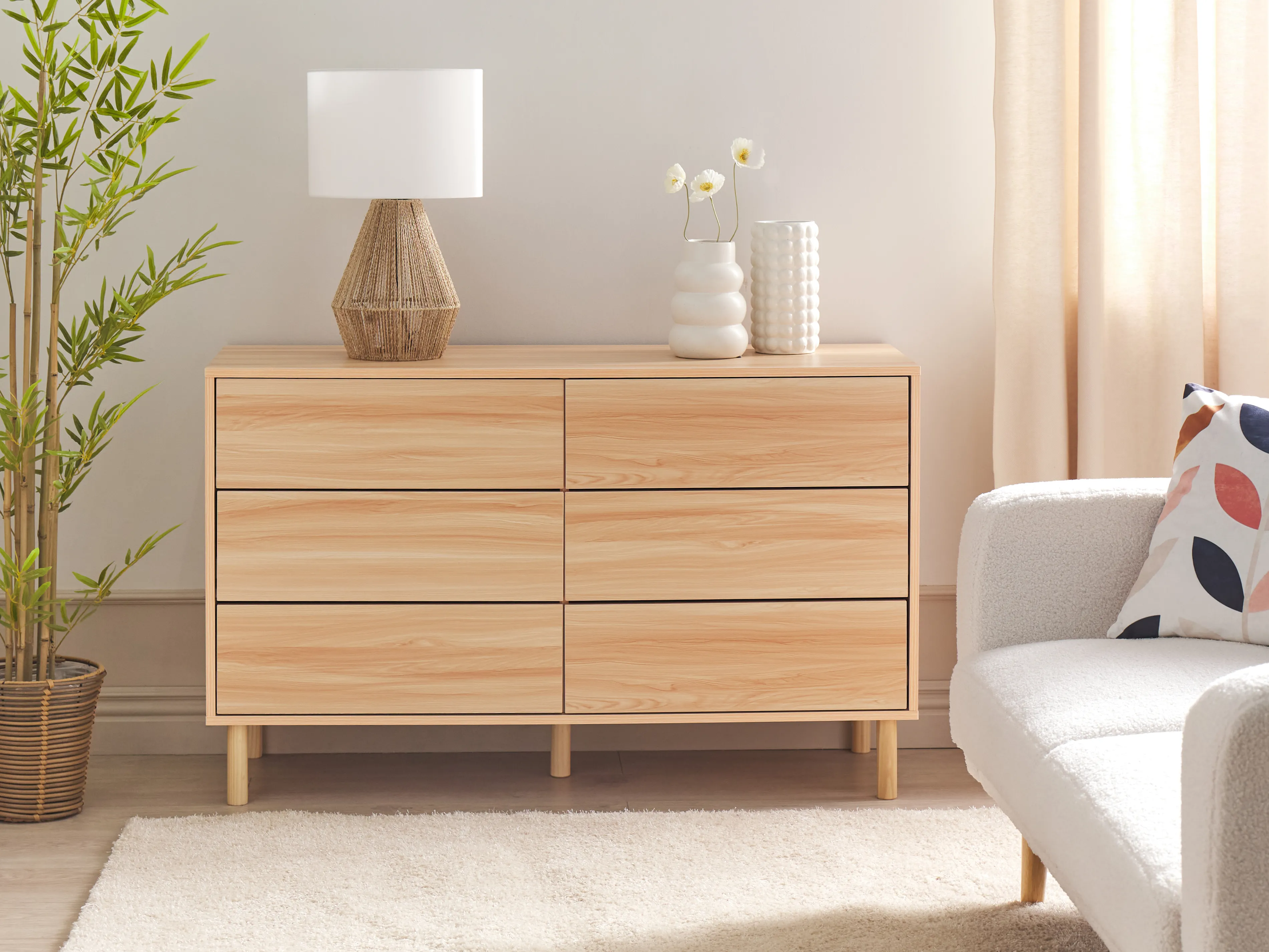 6 Drawer Chest SHARPE Light Brown