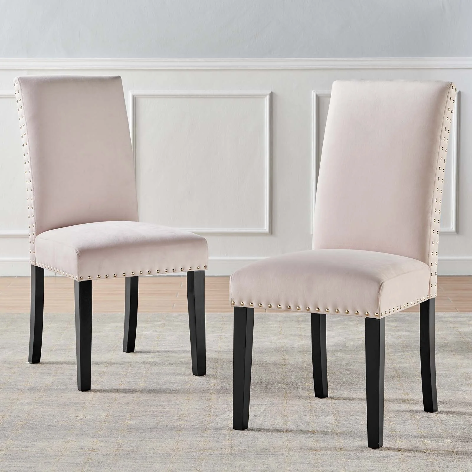 Silver Orchid Lind Velvet Nailhead Trim Dining Side Chairs (Set of 2)