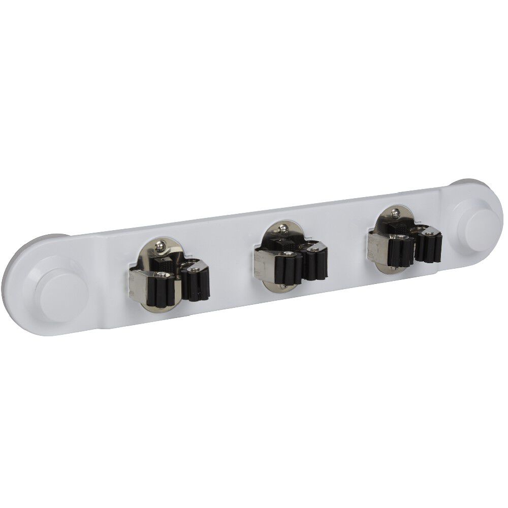 Accroche balai à ventouse blanc x3