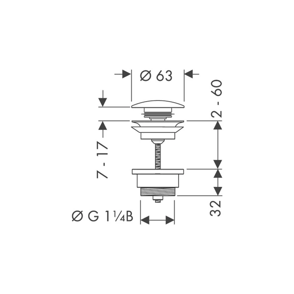 Ablaufventil, Ø: 63 mm, Messing
