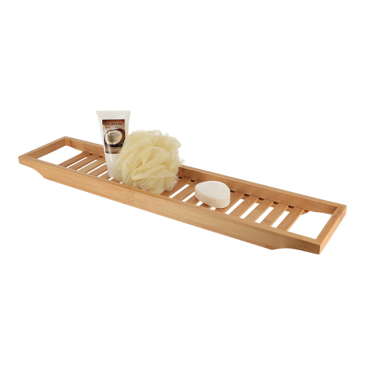Półka na wannę Ecoline bambusowa beżowa 68 cm organizer