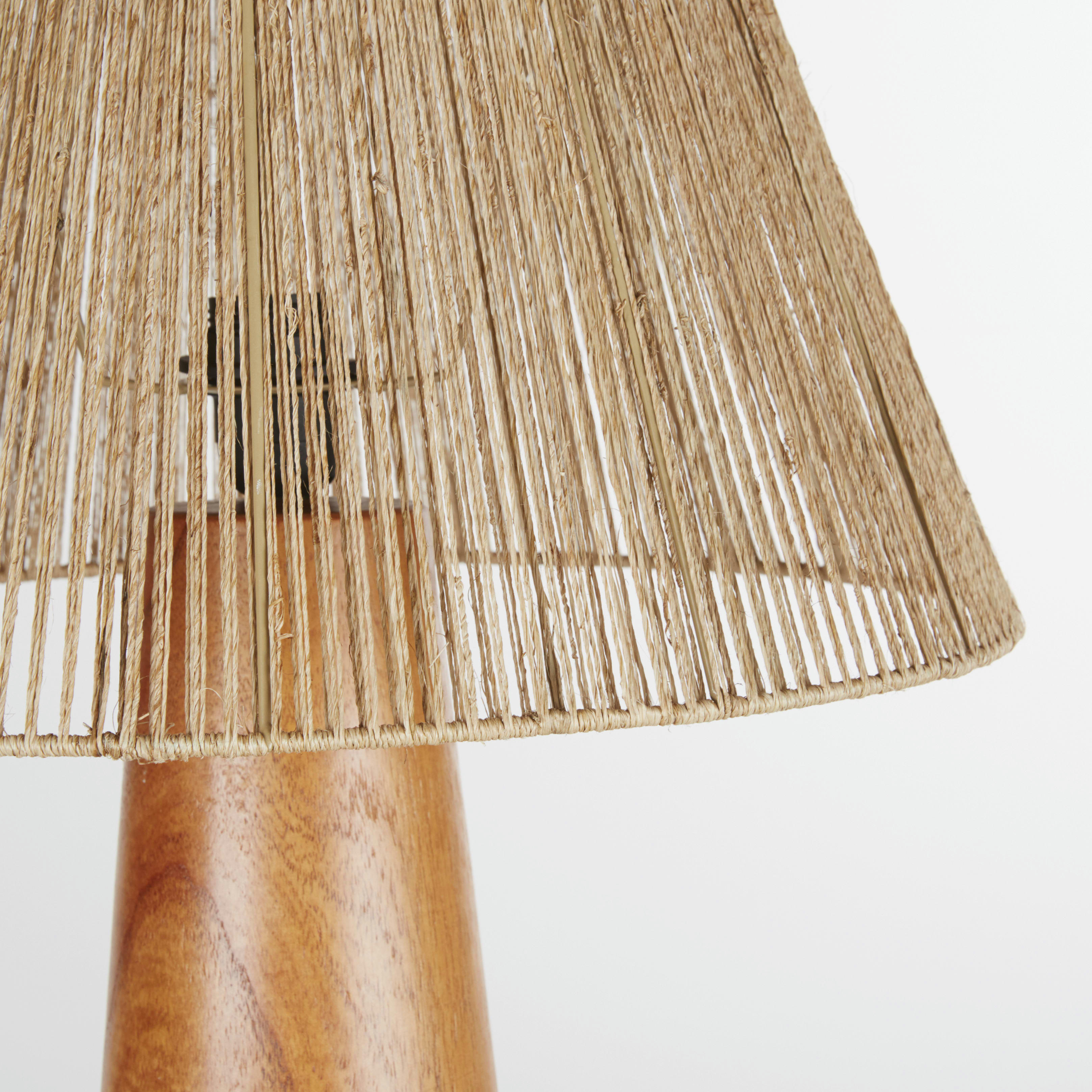 COCOI - Lampe en bois d'acacia et abat-jour en corde