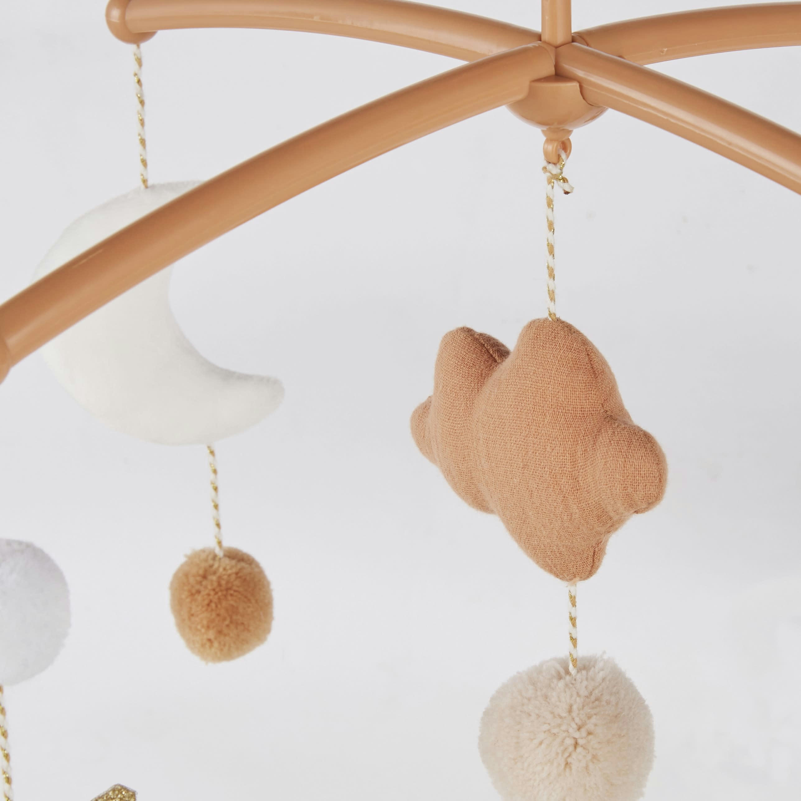 OIA - Mobile musicale bébé blanc, beige, terracotta et rose