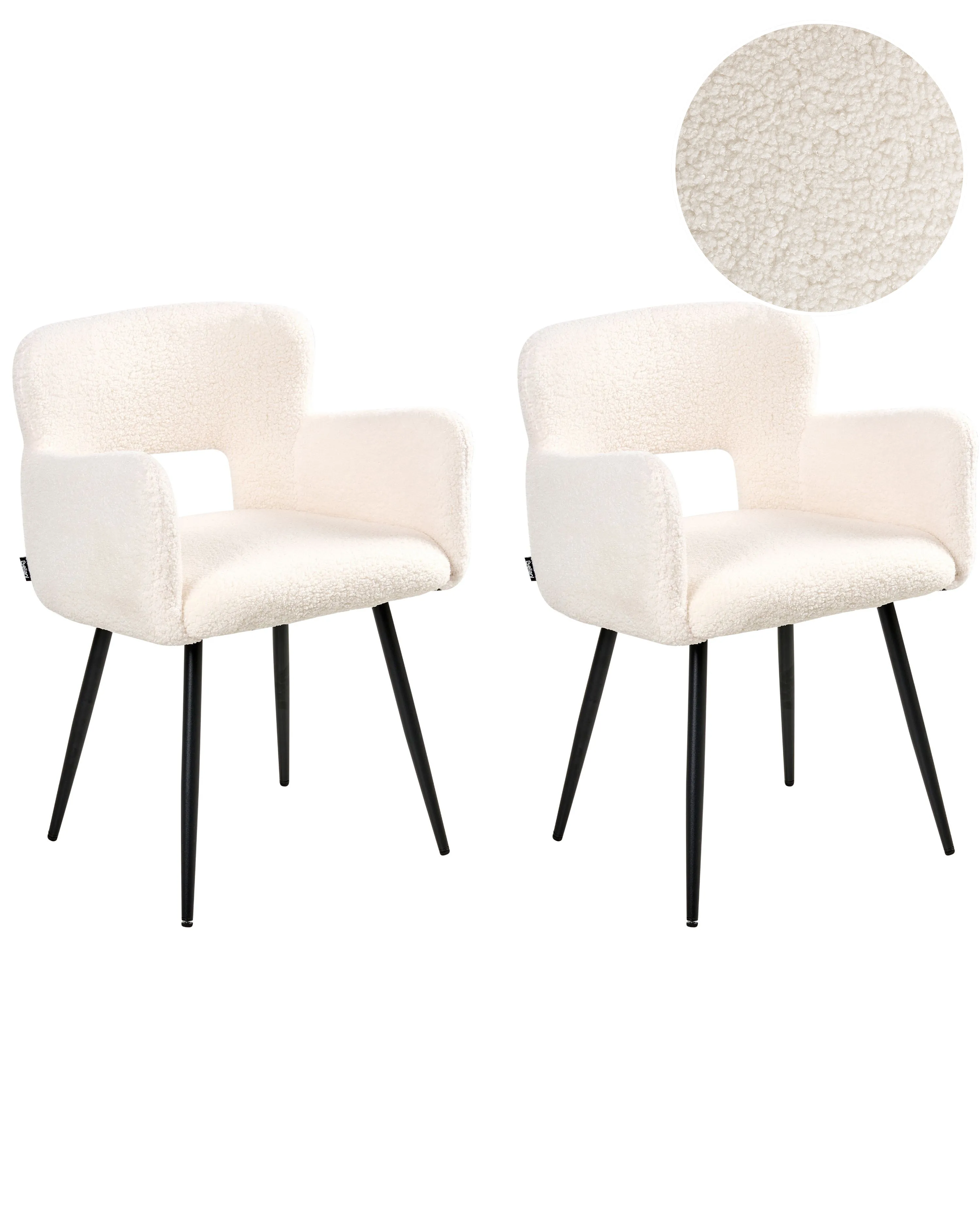 Set of 2 Dining Chairs SANILAC Boucle White