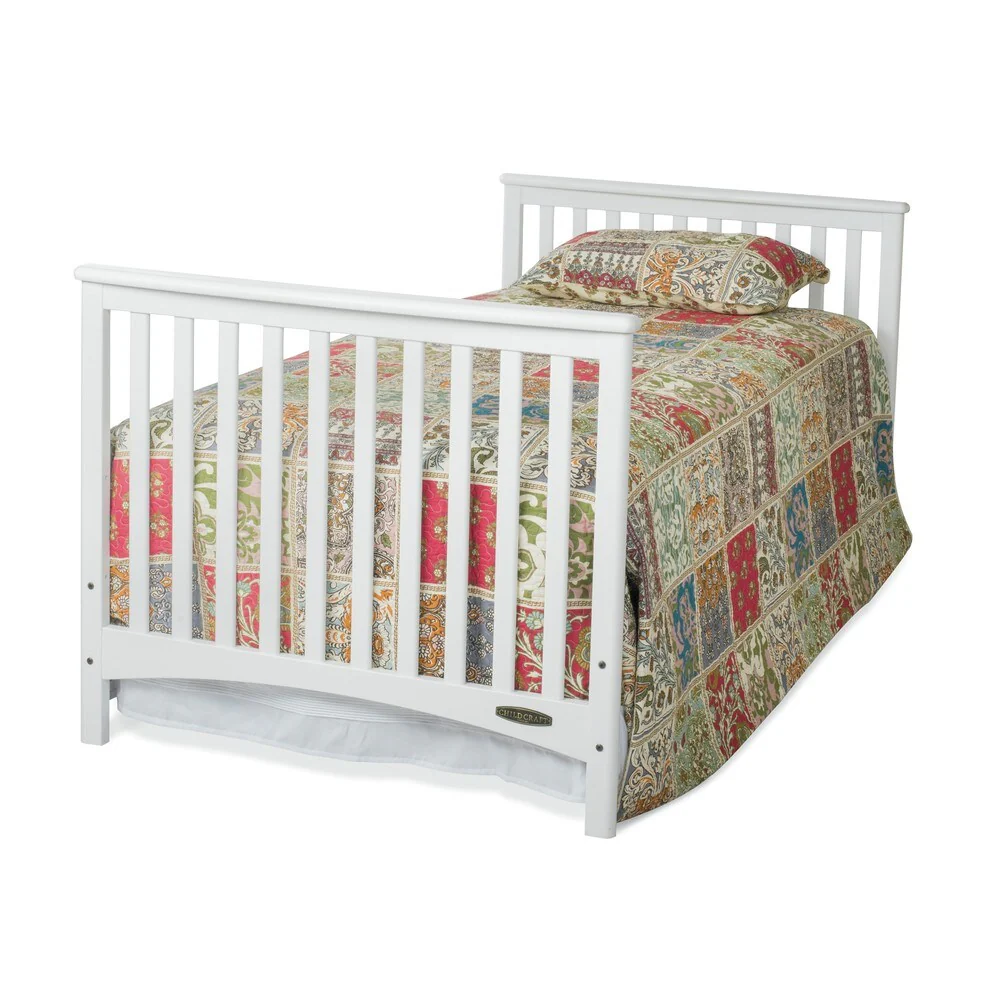 Child Craft London White Euro Mini 2-in-1 Convertible Crib with Mattress