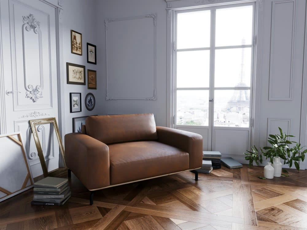 MARC - Fauteuil 1 place XL en cuir marron