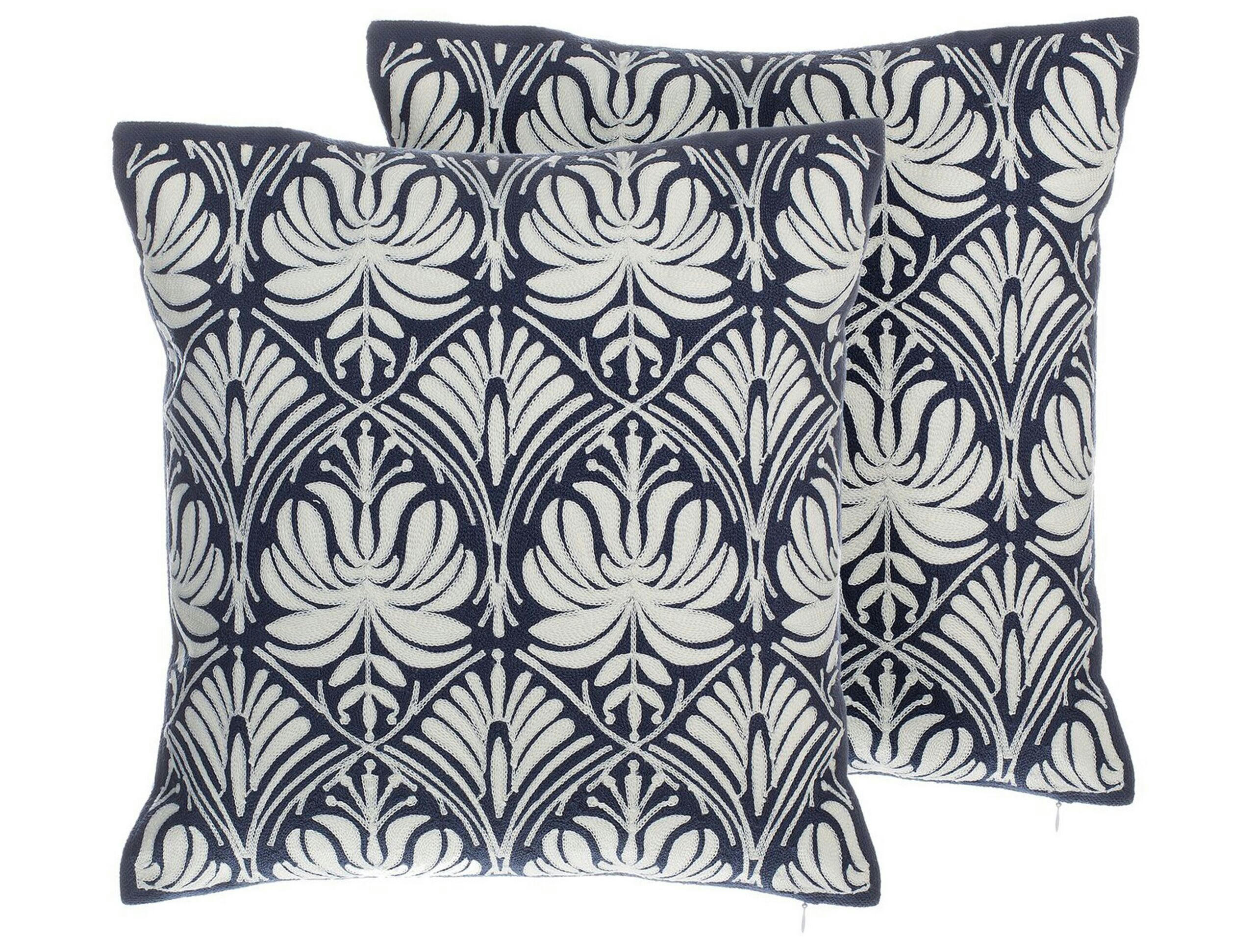NEMESIA - Lot de 2 coussin décoratifs en tissu bleu 45x12cm