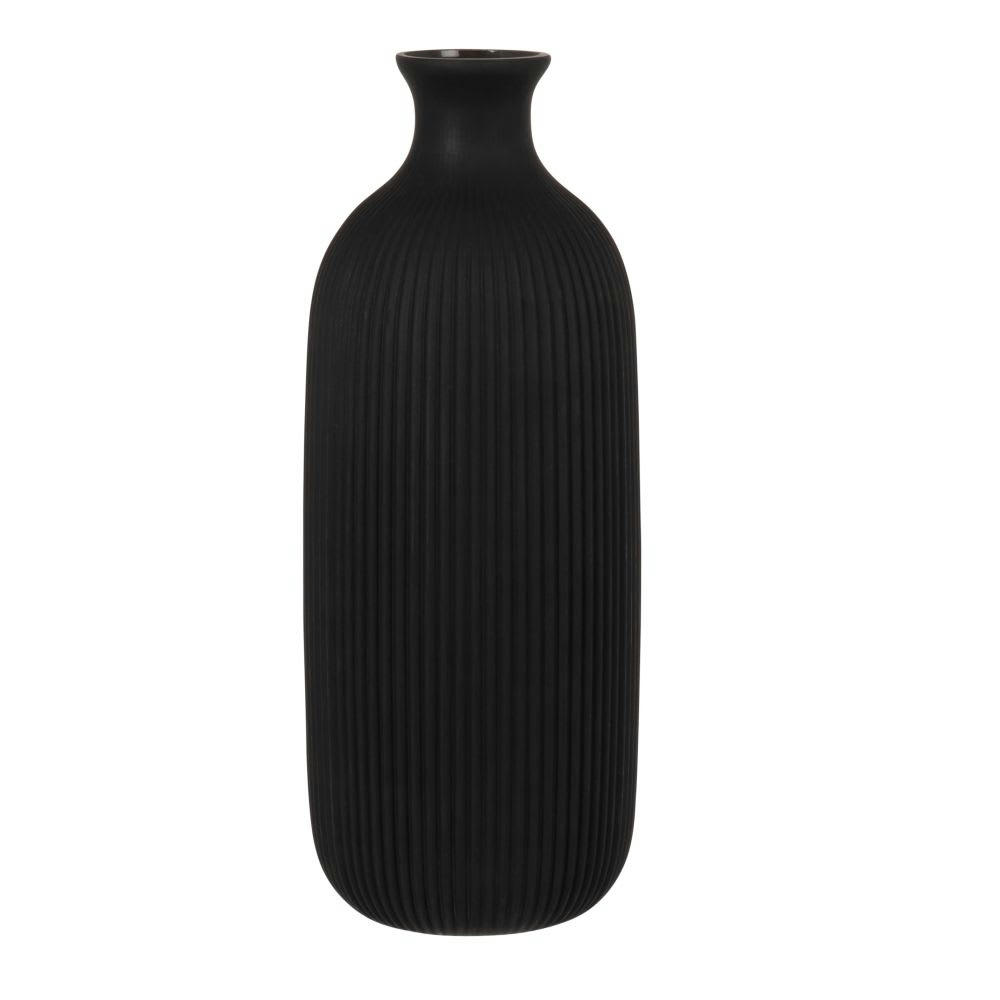 - Vase en verre strié noir H30