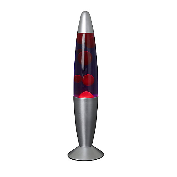 Lampe à poser lave rouge métal chromé H.36cm 30W Seynave