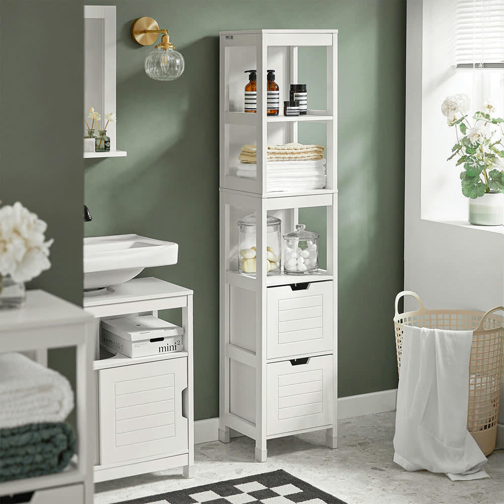 - Meuble colonne effet bois blanc