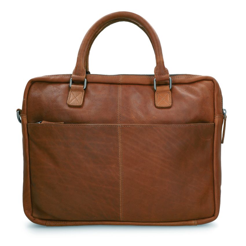 Manfield 18 inch cognac leren laptoptas