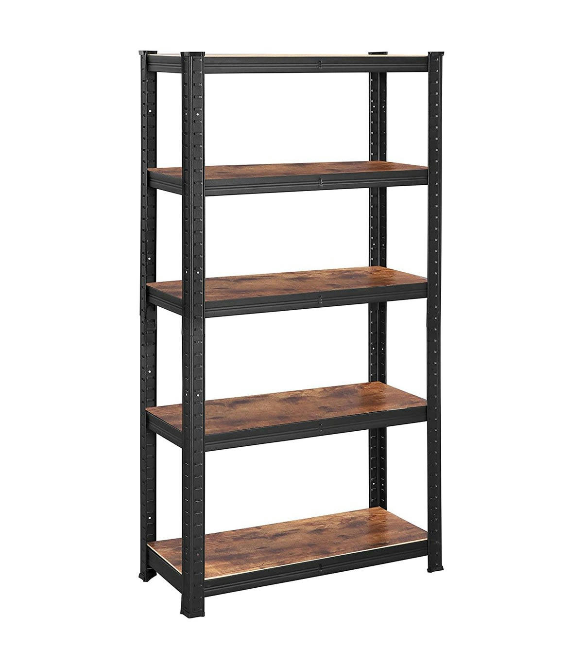 - Etagère de rangement en métal noir avec niveaux réglables - H175 cm