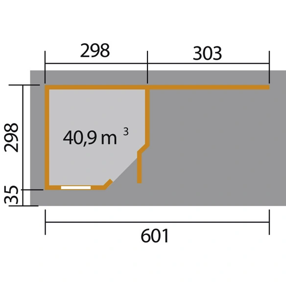 Gartenhaus »213 Plus Gr.2 B«, Holz, BxT: 645 x 298 cm (Außenmaße inkl. Dachüberstand)