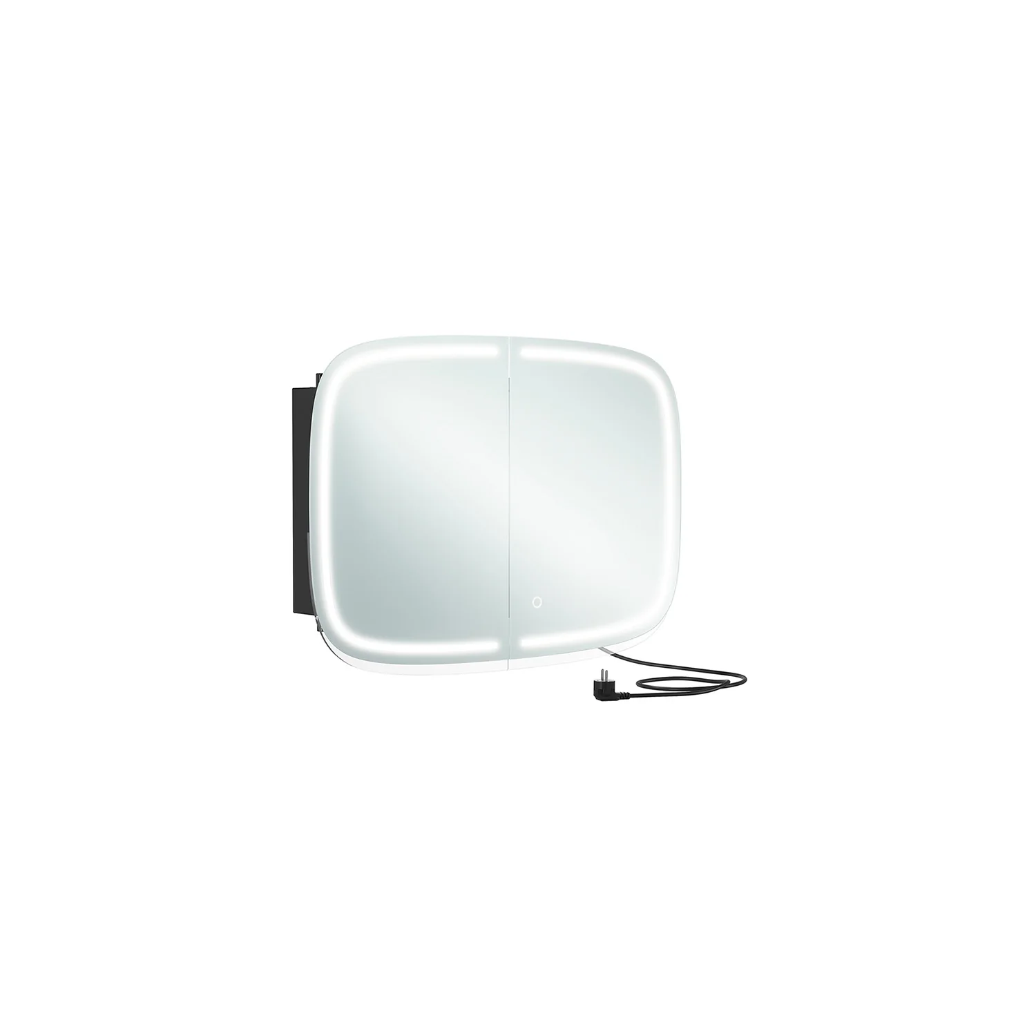 Miroir salle de bain avec éclairage 2 étagères réglables