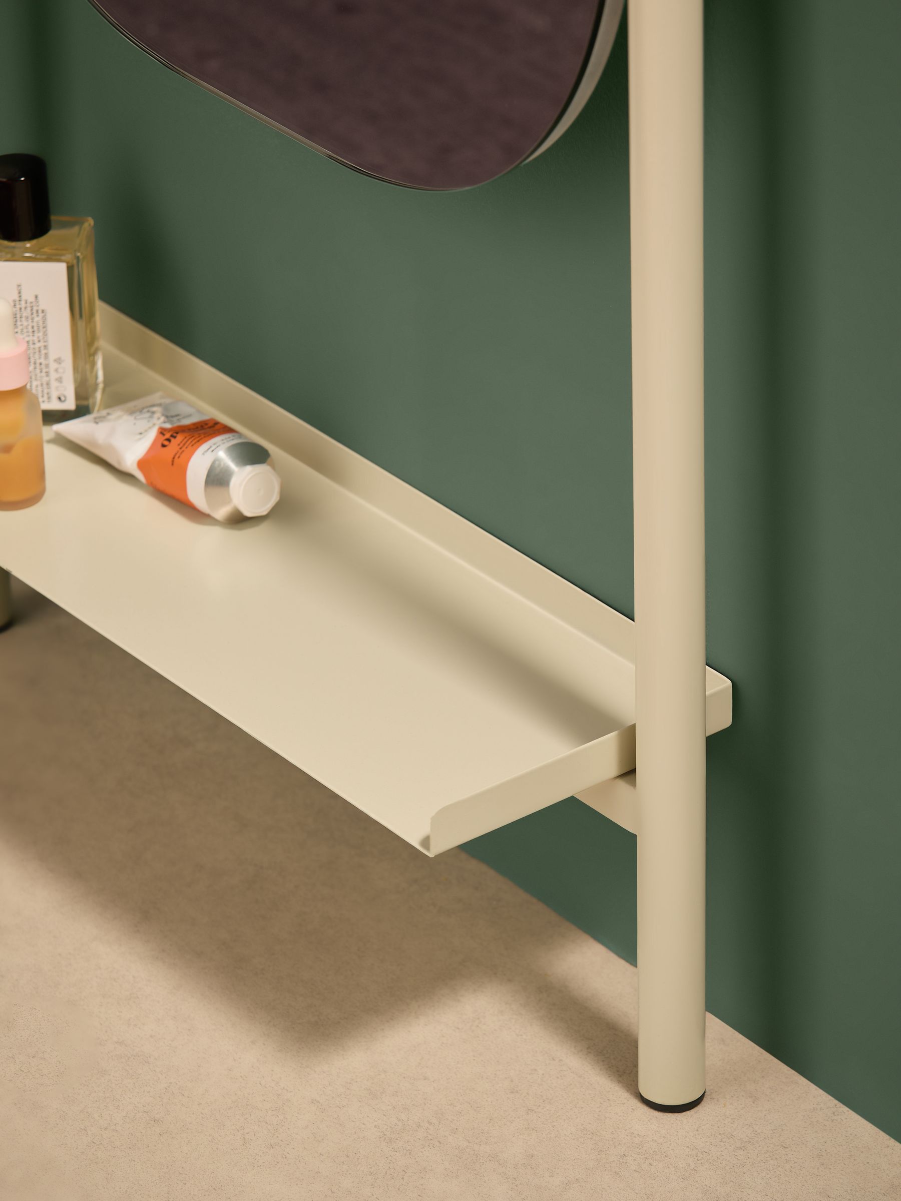 Sylas Full Length Leaner Mirror with Shelf in Cream