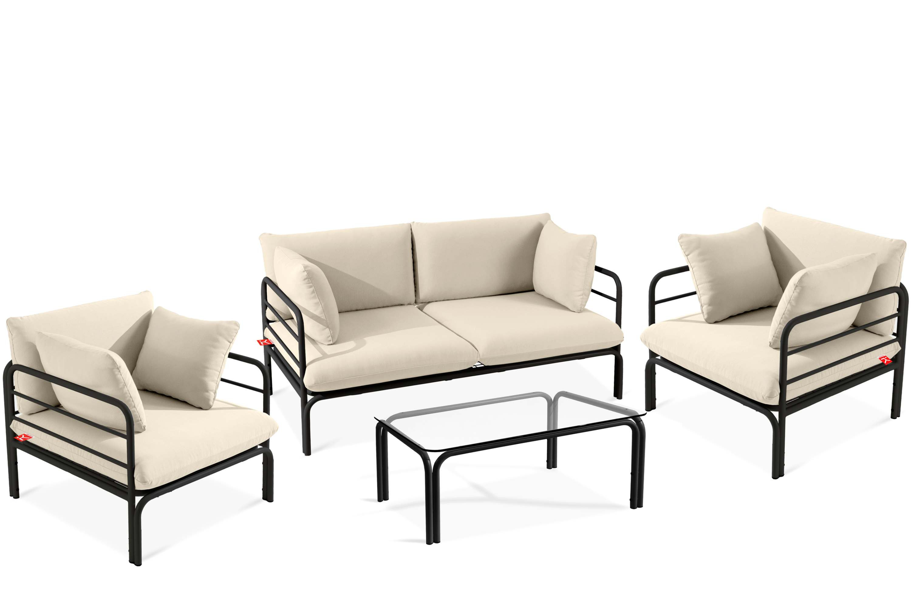 KONSIMO RAMBE Zestaw loftowych mebli ogrodowych 2x fotel   sofa   stolik